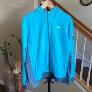 Nike Men's Basketball Therma-fit Elite Full Zip Jacket Hoodie Aqua Blue Size L